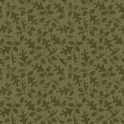 Autumn Harvest Flannel Green Tonal Leaves