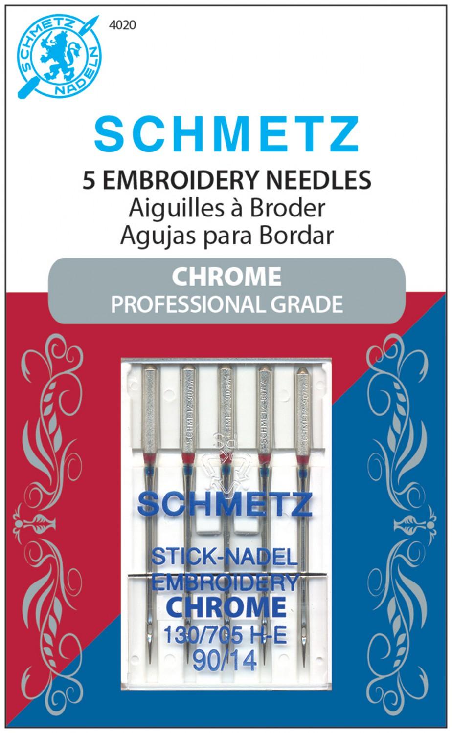 Chrome Embroidery Schmetz Needle 5 ct, Size 90/14 # 4020