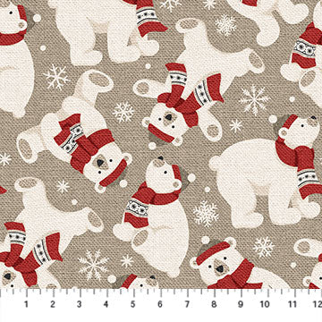 Warm & Cozy Tossed Bears on Red