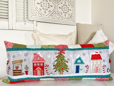 Candy Cane Lane Bench Pillow Machine Embroidery Version