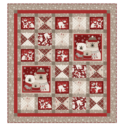 Warm & Cozy Tossed Bears on Red