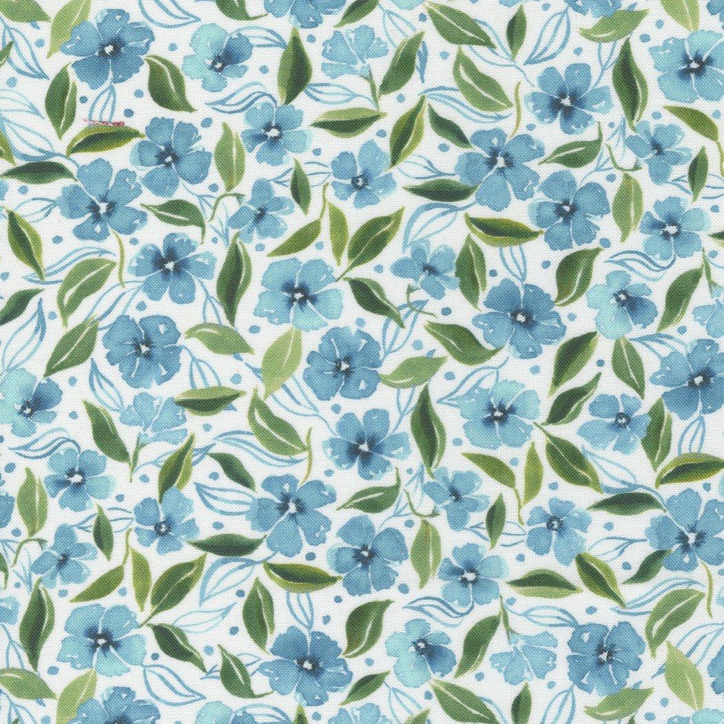 Remnant EOB 1-3/4 yards of Blue Tossed Flowers